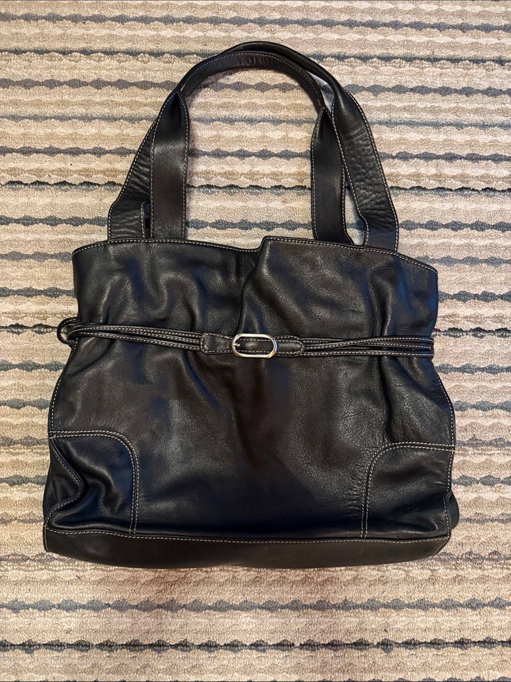 Kenneth Cole New York Black Pleather Shoulder Tote